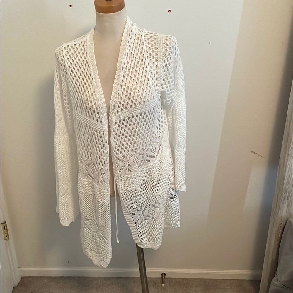 Elegant White Open-Knit Women's Sweater
